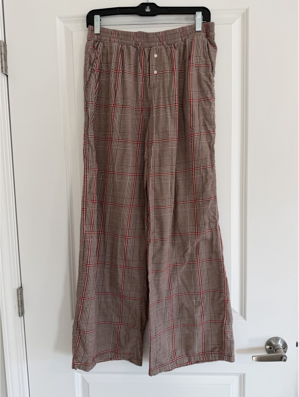 Aerie Flannel Skater Pajama Pants Women’s Size S Red Plaid Wide Leg Cozy
